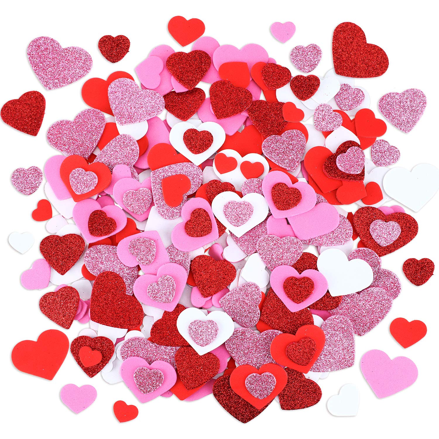 Heart Shaped Foam Glitter Stickers - Self Adhesive Valentine's Day Decals for Wedding, DIY Crafts, Scrapbooking (520 Pcs) - Perfect for Love Letters, Gift Wrapping, Party Decorations & School Projects