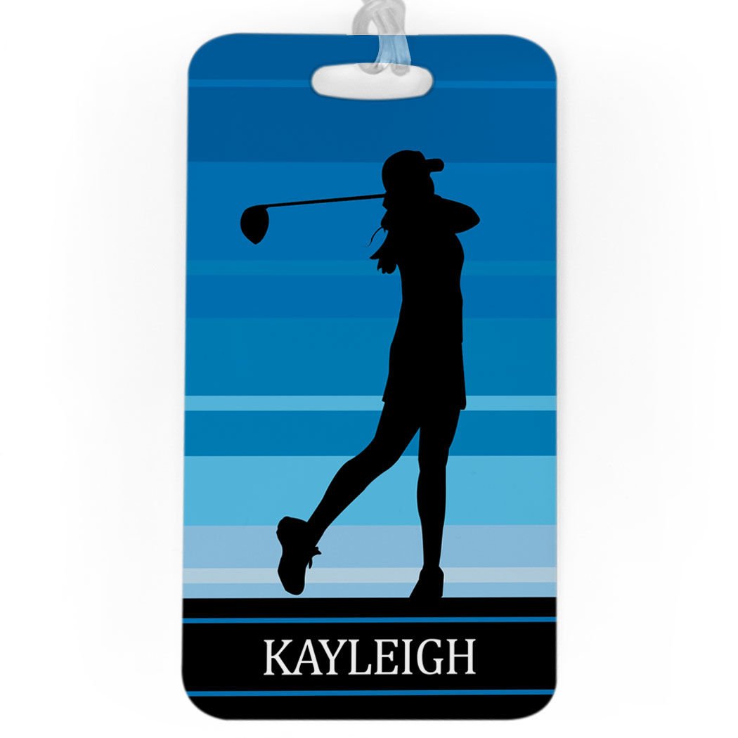 Personalized Golf Bag Tag for Women - Custom Female Golfer Luggage Tag with Standard Lines, Large Blue Golf Accessory | Perfect Gift for Golf Lovers, Tournament Prizes & Travel Identification