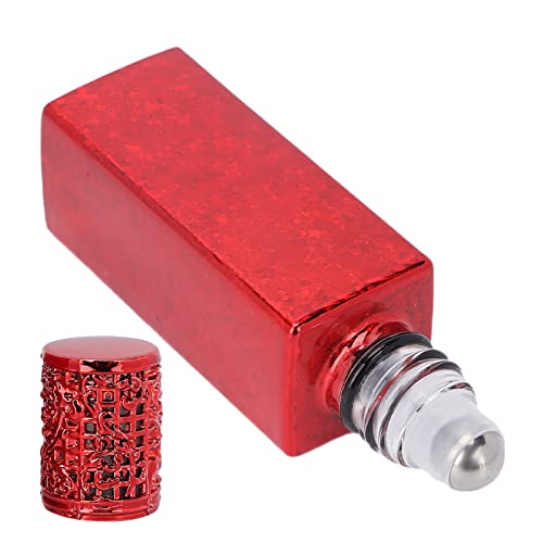 Refillable Mini Perfume Bottle 6ml - Portable Travel Size Roll On Perfume Spray Bottle with Steel Ball Alloy Cover, Unbreakable & Leakproof - Perfect for Purse, Gym Bag, Office Desk & Travel Essentials (Red)