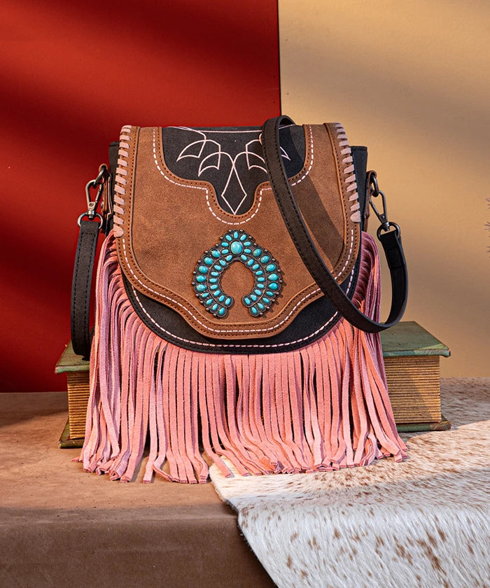 Montana West Fringe Concho Crossbody Purse for Women - Stylish Leather Shoulder Bag with Western Design | Perfect for Casual Outings, Concerts & Country Events