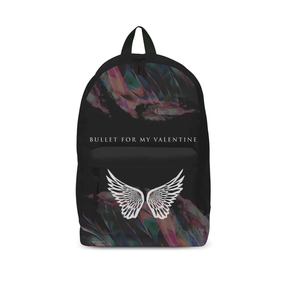 Official Rocksax Black Backpack with Wings Band Logo - Stylish & Durable School, Travel & Everyday Carry Bag