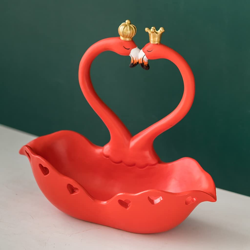 Flamingo Key Holder & Storage Bowl - Decorative Animal Figurine for Keys, Coins, Jewelry, Phone & Wallet - Red Desktop Organizer for Home, Office & Entryway Decor
