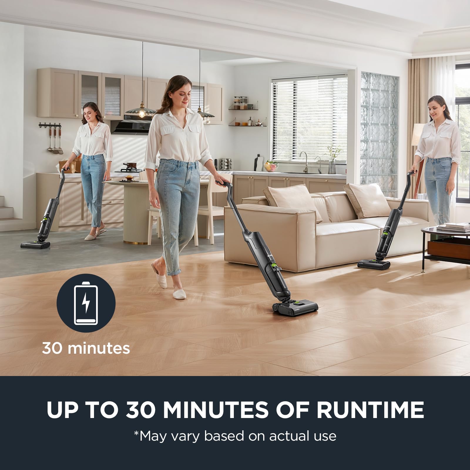 Eureka Cordless Wet Dry Vacuum Cleaner with Self-Cleaning System - Lightweight Hardwood Floor Mop Vac for Pet Hair & Sticky Messes - Ideal for Home Cleaning, Spills, and Pet Owners (Black, Model NEW400)