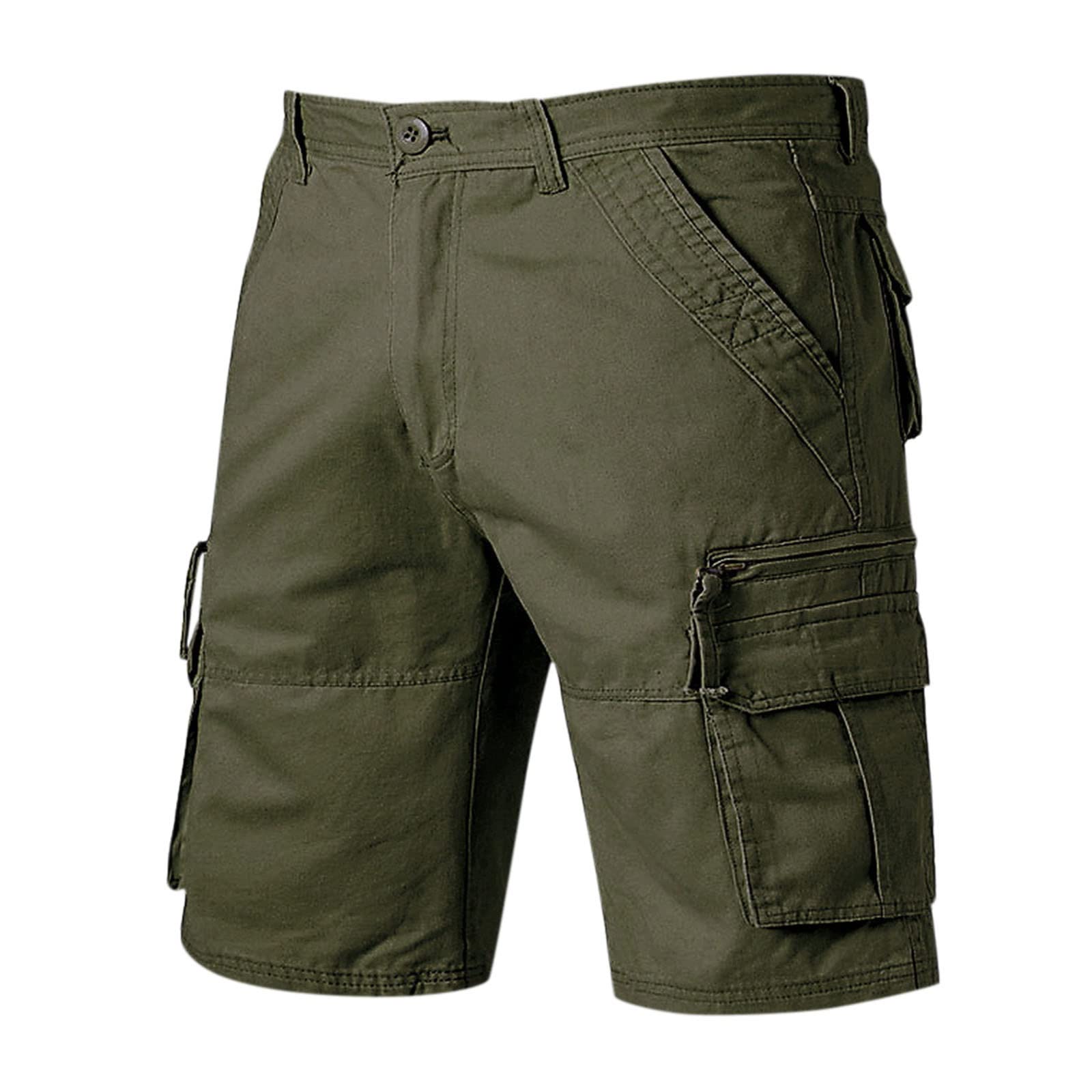 JUNGE Men's Cargo Shorts - 2022 Classic Fit Summer Shorts with Elastic Waist & Multiple Pockets - Perfect for Beach, Outdoor Hiking & Casual Wear