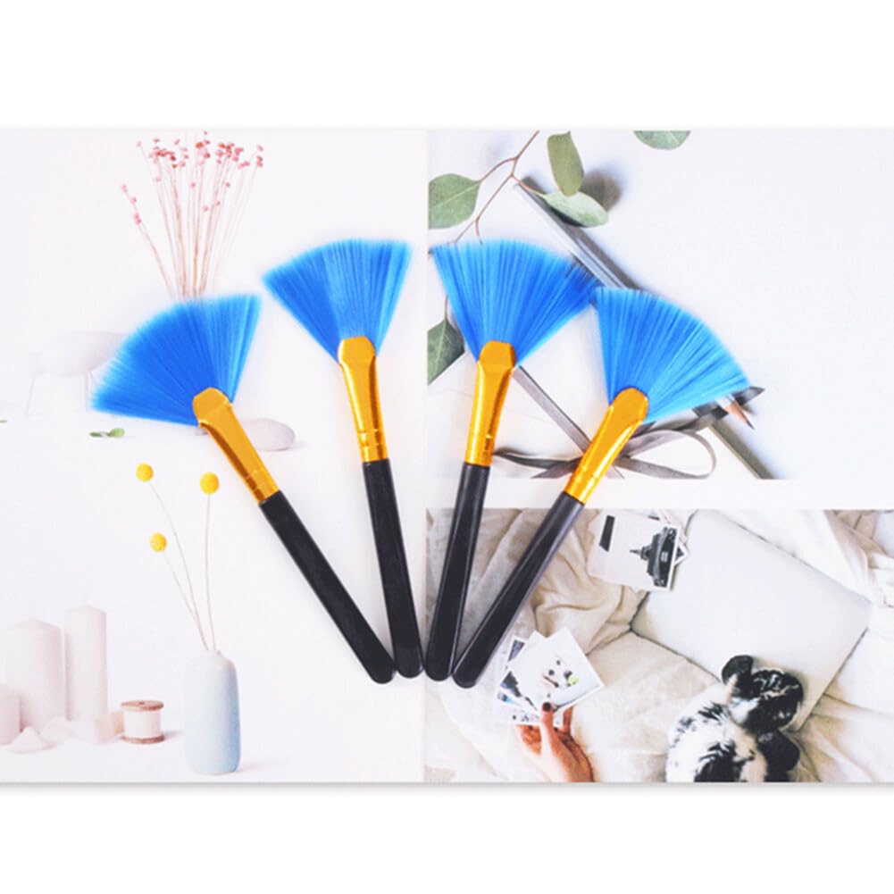 Computer Keyboard Cleaning Brush Kit - 12CM Blue Bristles Fan-Shaped Brush for PC, Laptop & Printer - Fine Bristles for Gap, Track & Narrow Space Cleaning - 4PCS Set - Perfect for Office, Home & Gaming Setup Maintenance