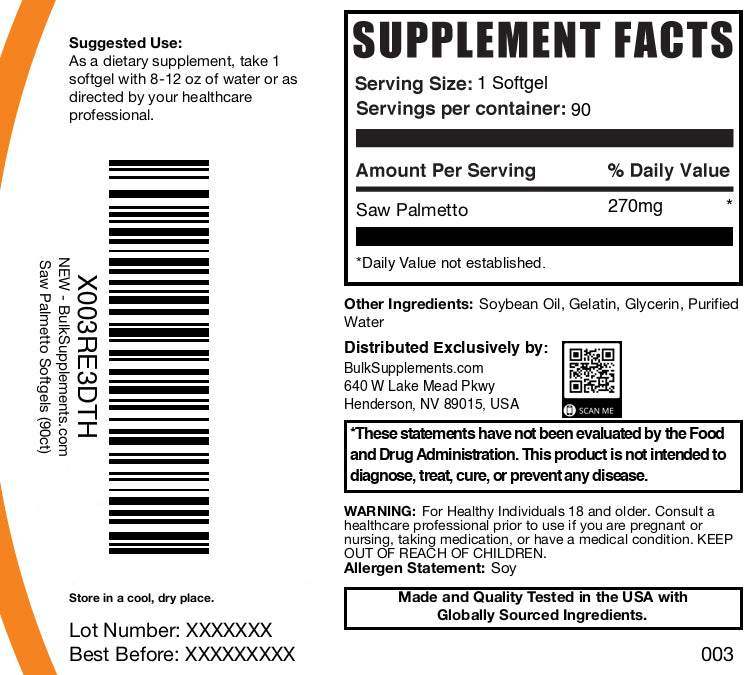 Premium Saw Palmetto Softgels 1000mg - 120 Count | Natural Prostate Support & Hair Growth Supplement | for Men's Health, Urinary Function & DHT Blocking | Non-GMO, Vegan Friendly | Daily Wellness & Vitality Support