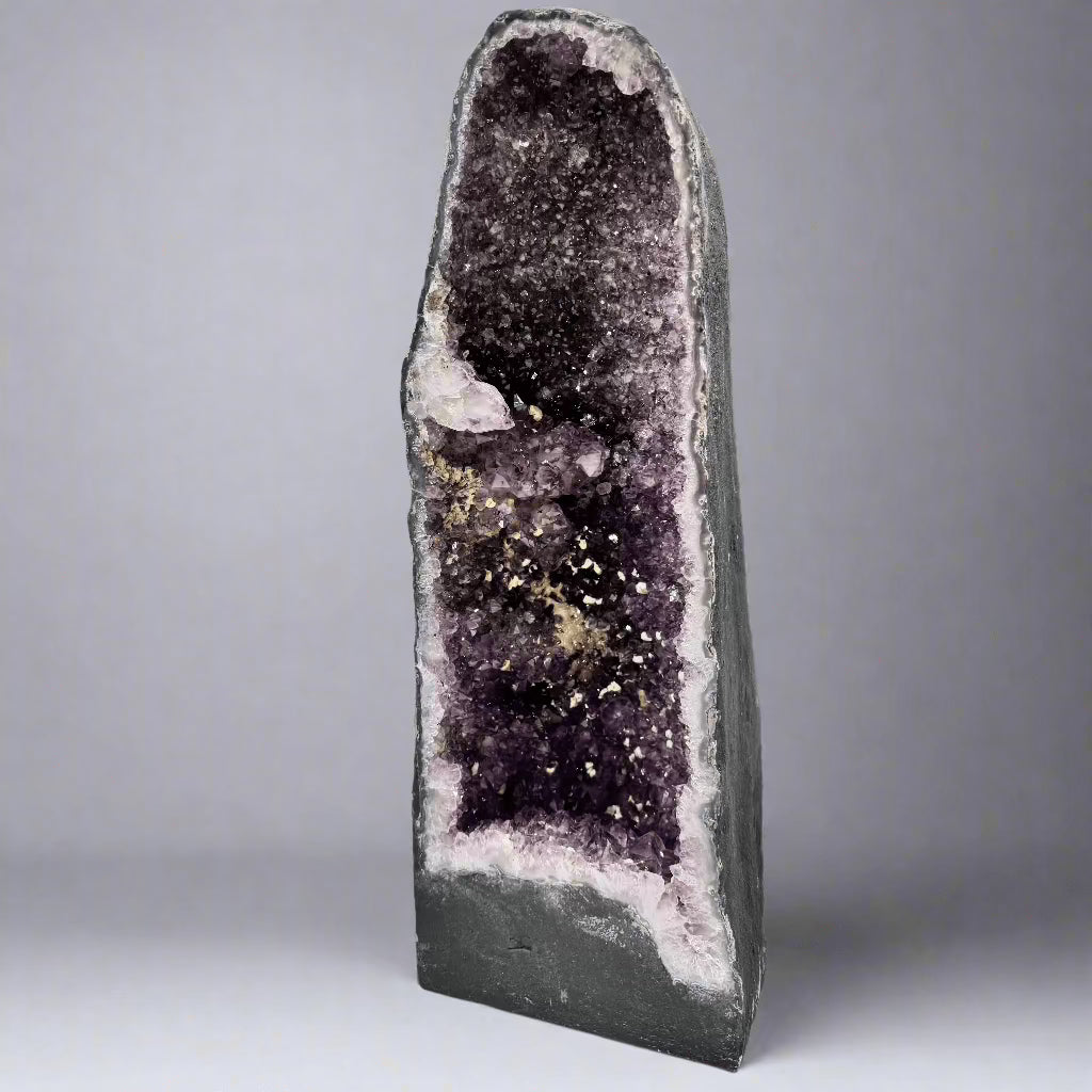 Natural Amethyst Geode Cathedral from Brazil - 17-23 lbs Large Purple Crystal Cluster for Home Decor, Meditation & Healing Stone Collection