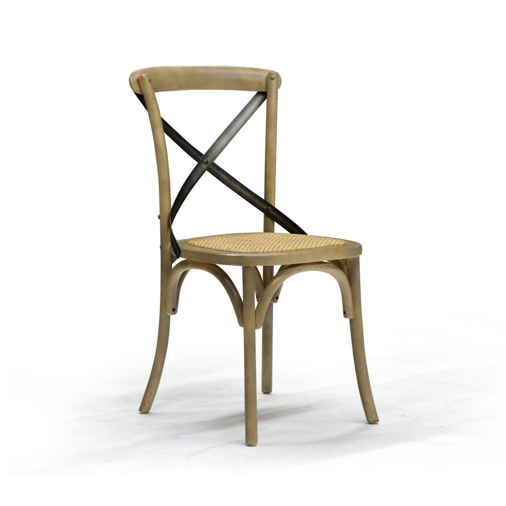Premium Sundried Dining Chair - Cross Back Design for Farmhouse, Rustic & Outdoor Dining - Perfect for Patio, Garden & Kitchen
