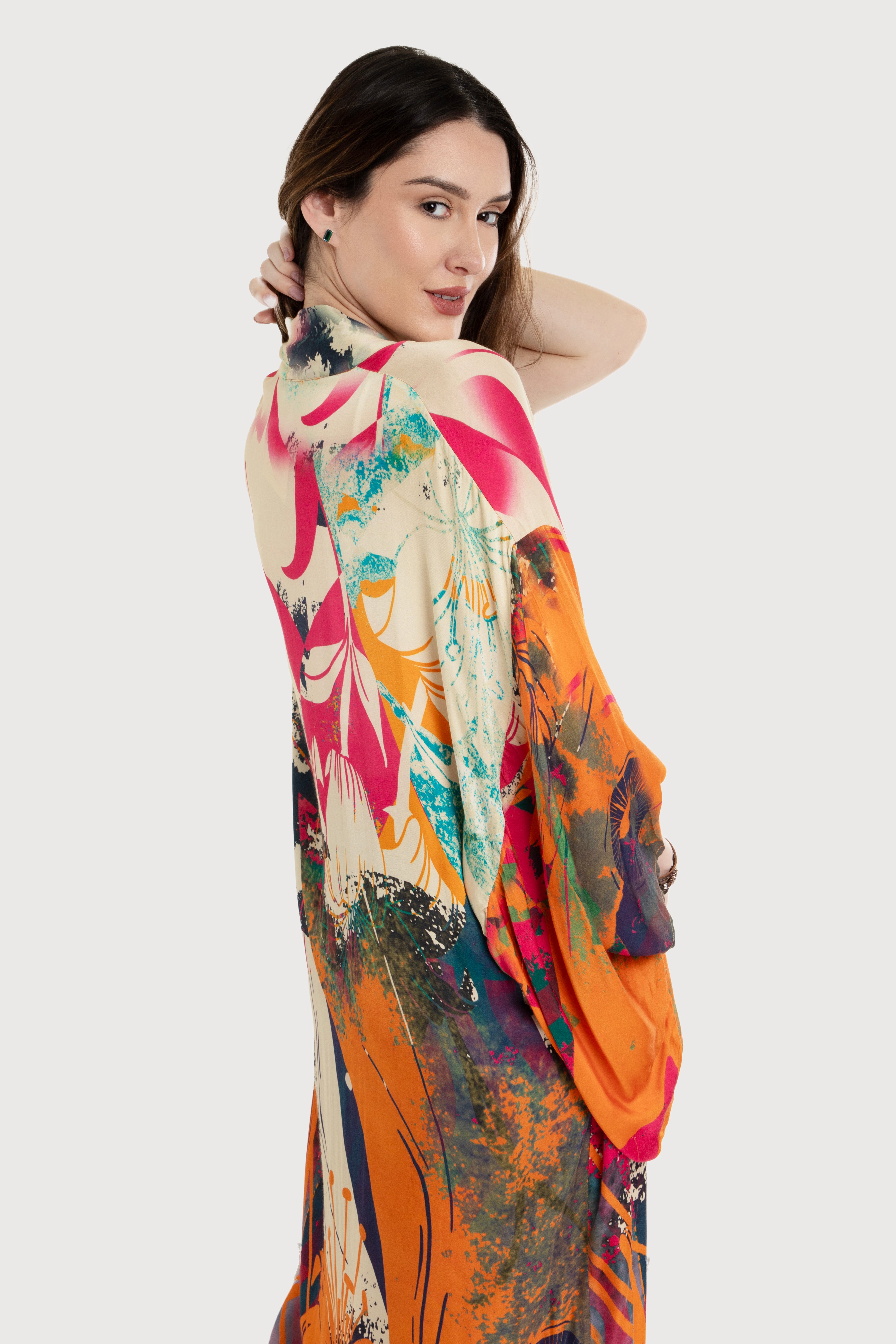 Ultra Lightweight Summer Kimono with Abstract Floral Print - Perfect for Beach Cover-Up, Poolside Lounging & Boho Fashion