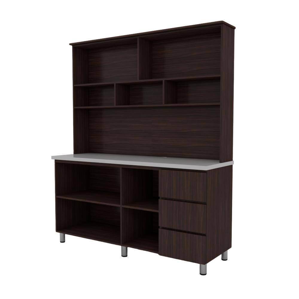 Lorena 3-Door Kitchen Cabinet with Solid Wood Top - Modern Storage for Pantry, Dining Room & Home Organization