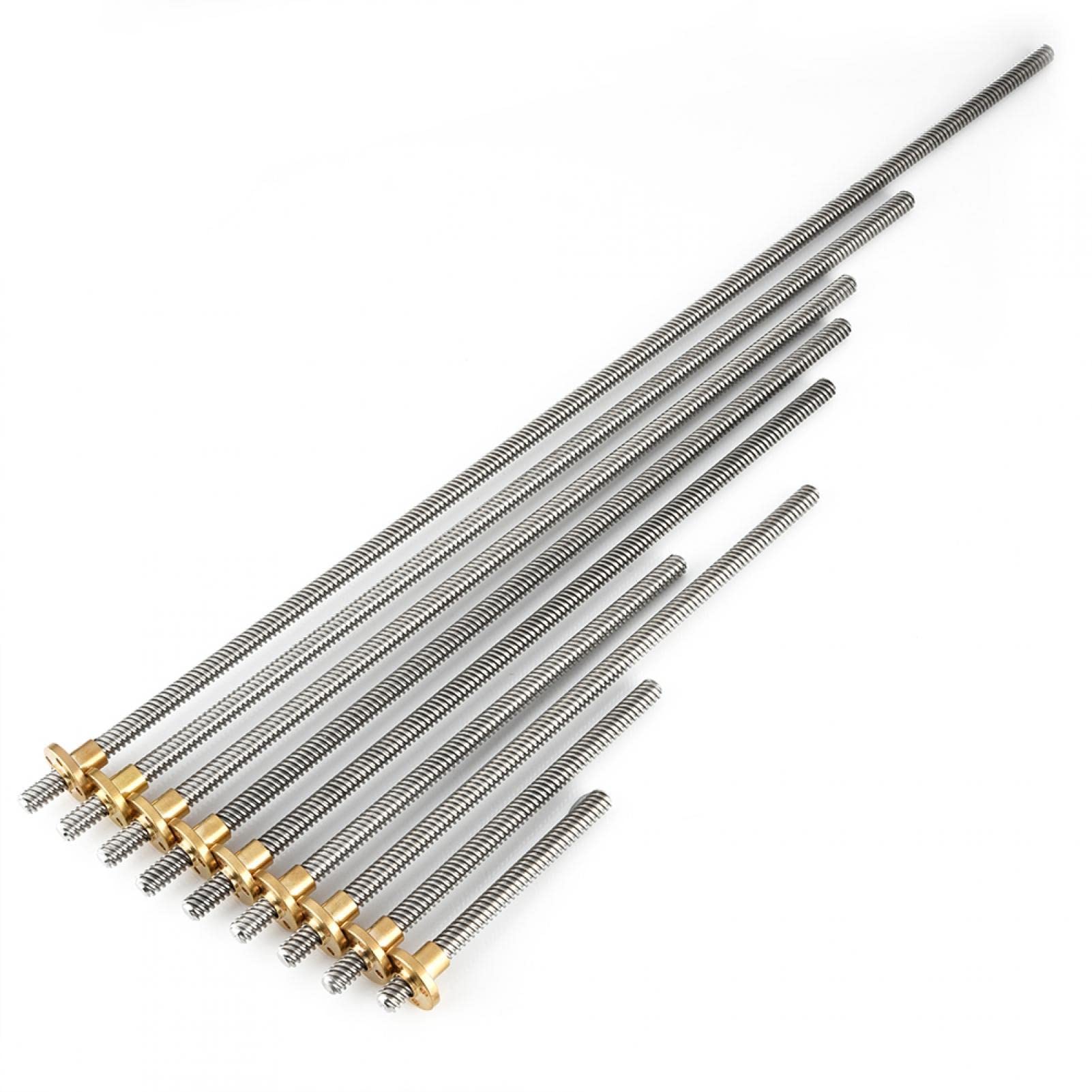 Stainless Steel T8 Trapezoidal Threaded Rod 8mm with Brass Nut - 100mm Length for 3D Printer, CNC Machine, and DIY Projects | High Precision Lead Screw for Linear Motion Systems