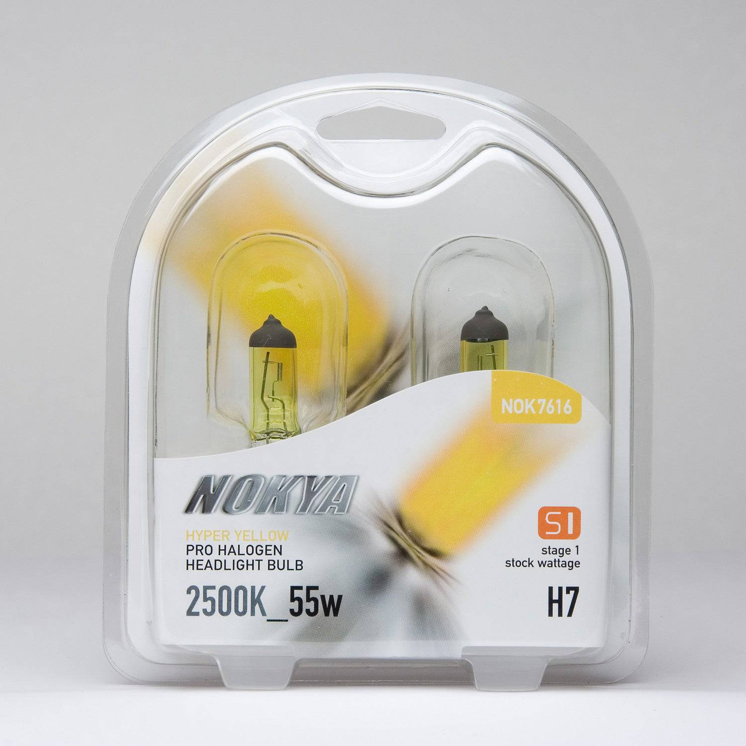 Nokya Hyper Yellow H7 Light Bulbs 2500K 55W - Stage 1 - Premium Halogen Bulbs for Cars, Trucks & Motorcycles - Perfect for Fog Lights & Night Driving