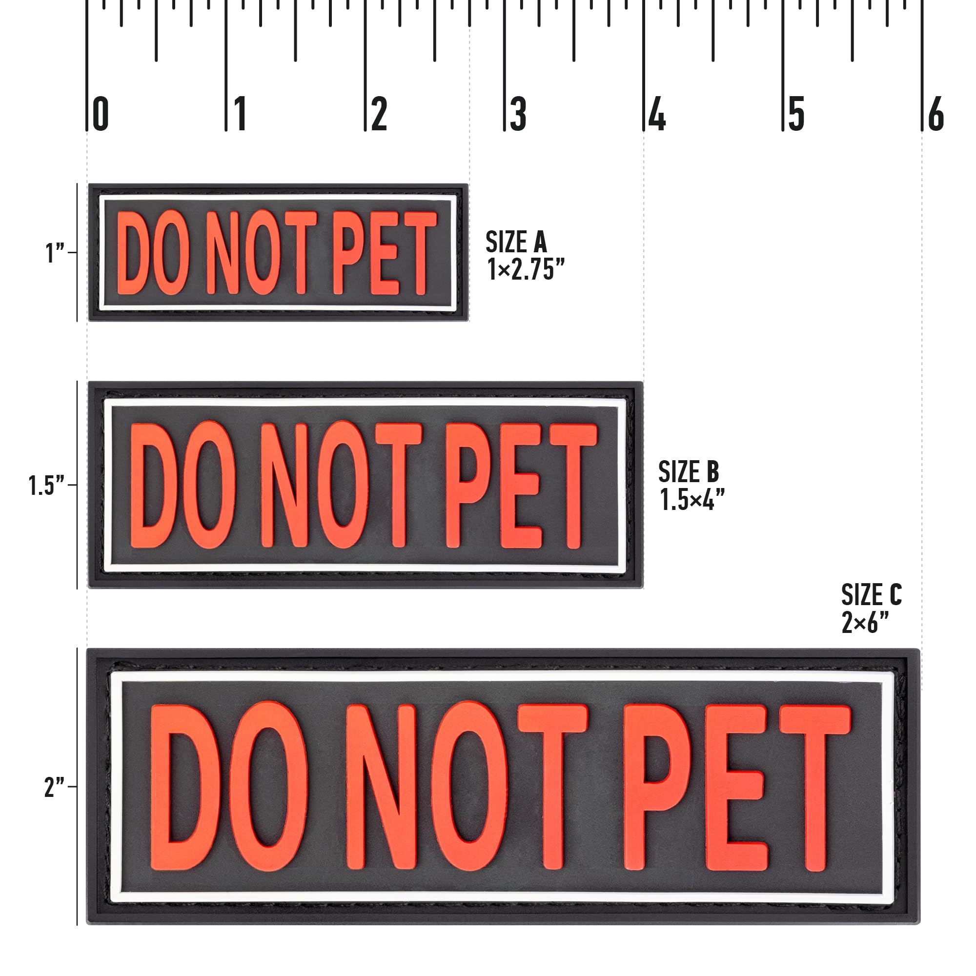 Dogline Do Not Pet Removable 3D Rubber Patches for Dog Harness & Vest - Hook & Loop Backing for Small/Medium/Large Working Dogs (1.5