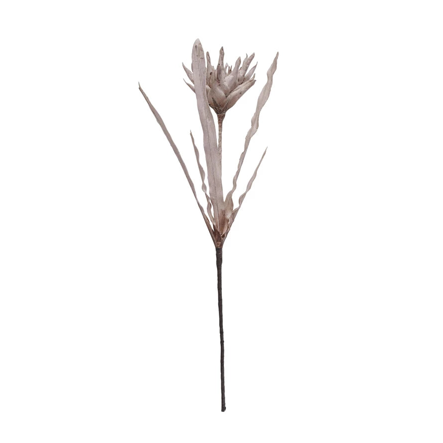 Taupe Faux Flower Pick with Leaves - Artificial Floral Stems for Home Decor, Wedding Centerpieces & DIY Crafts