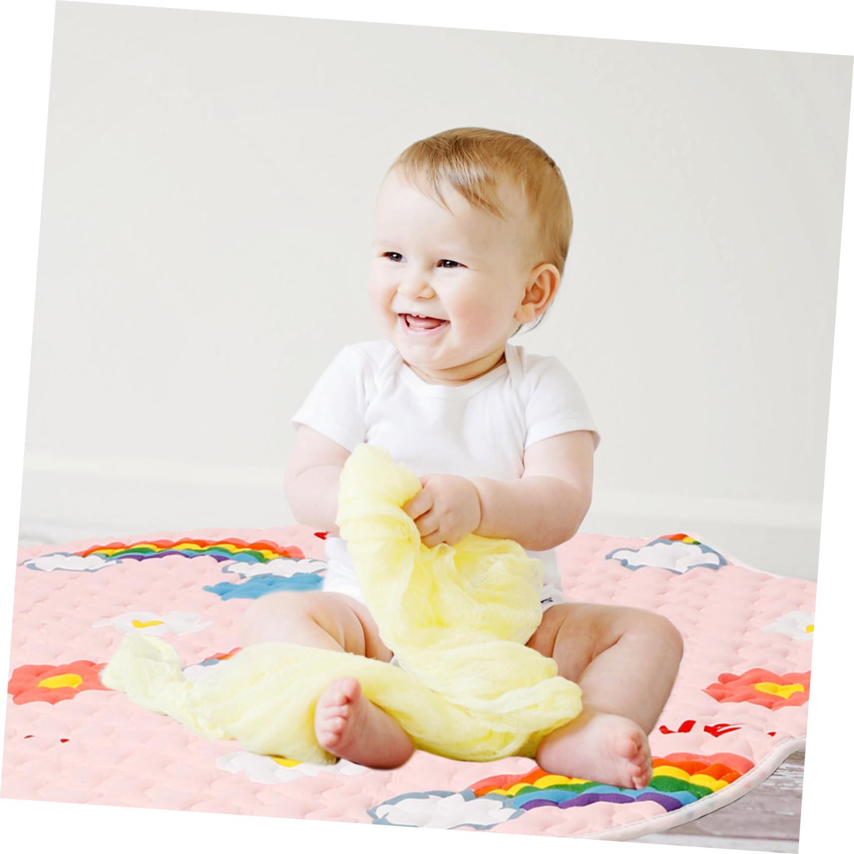 **Soft & Durable Round Baby Play Mat for Toddlers - Non-Slip Crawling Mat for Boys & Girls, High Chair Play Pad, Nursery Floor Mat (Pink) – Perfect for Playtime, Learning & Safe Crawling**