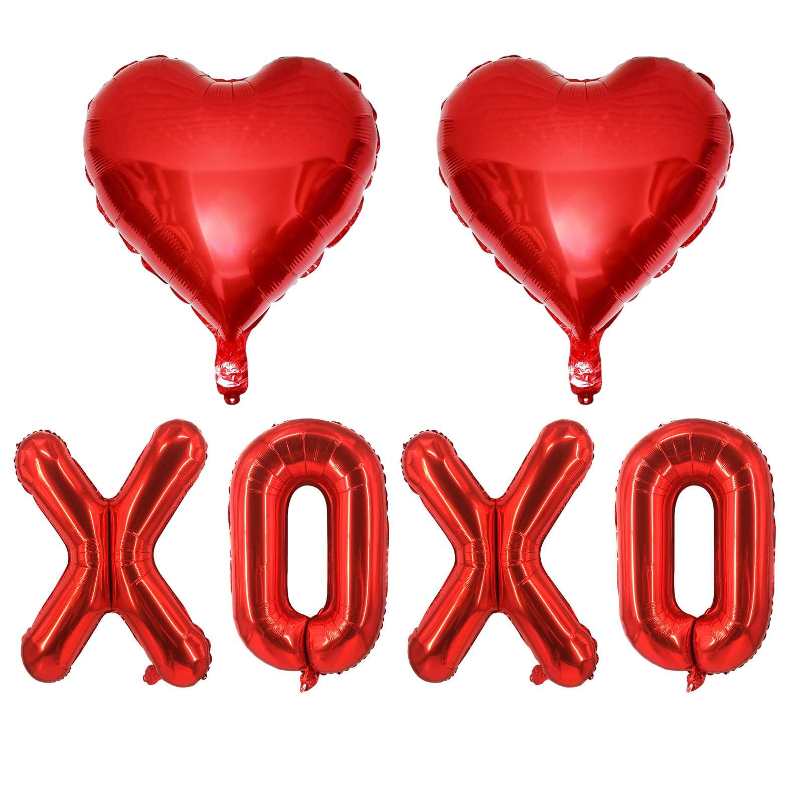 6 Pcs Red Heart Shaped Balloons with XOXO Letters - Valentine's Day Decorations for Bridal Showers, Weddings & Romantic Parties | Perfect for Photo Backdrops, Proposals & Anniversary Celebrations