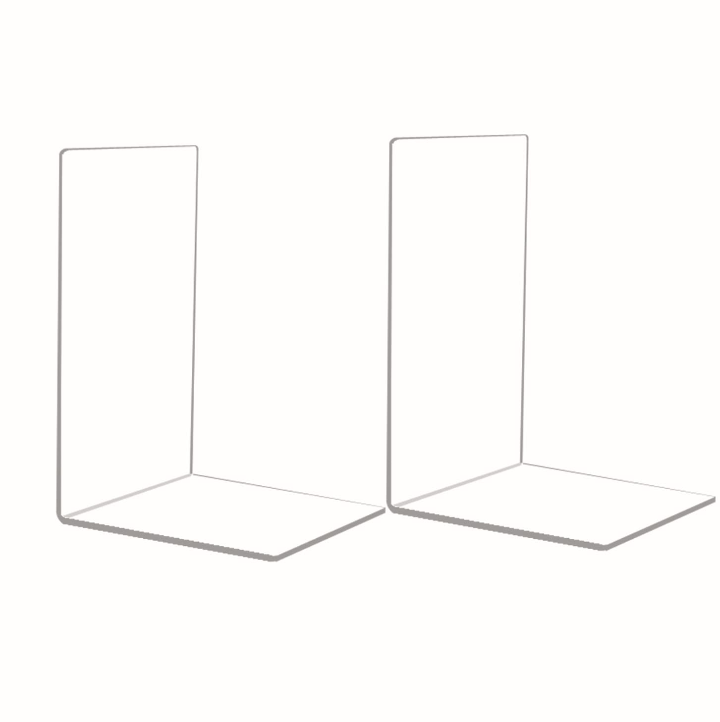Clear Acrylic Bookends - 1 Pair Non-Slip Book Organizers & Shelf Holders for Bookshelves | Perfect for Home Office, Library, and Study Room Organization