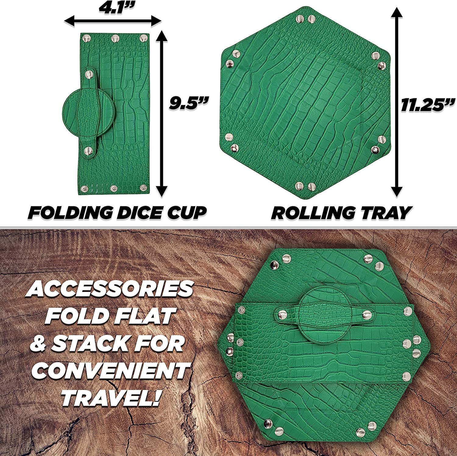 CASEMATIX Folding Dice Rolling Tray & Professional Dice Cup Shaker Set - Portable DND Dice Tray with PU Leather & Felt Cup - Perfect for Dungeons & Dragons, Board Games, and Tabletop RPGs