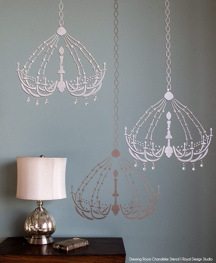 Bari J Stencil Dressing Room Chandelier - Elegant Vanity Lighting for Bedroom, Boudoir & Walk-in Closet Decor