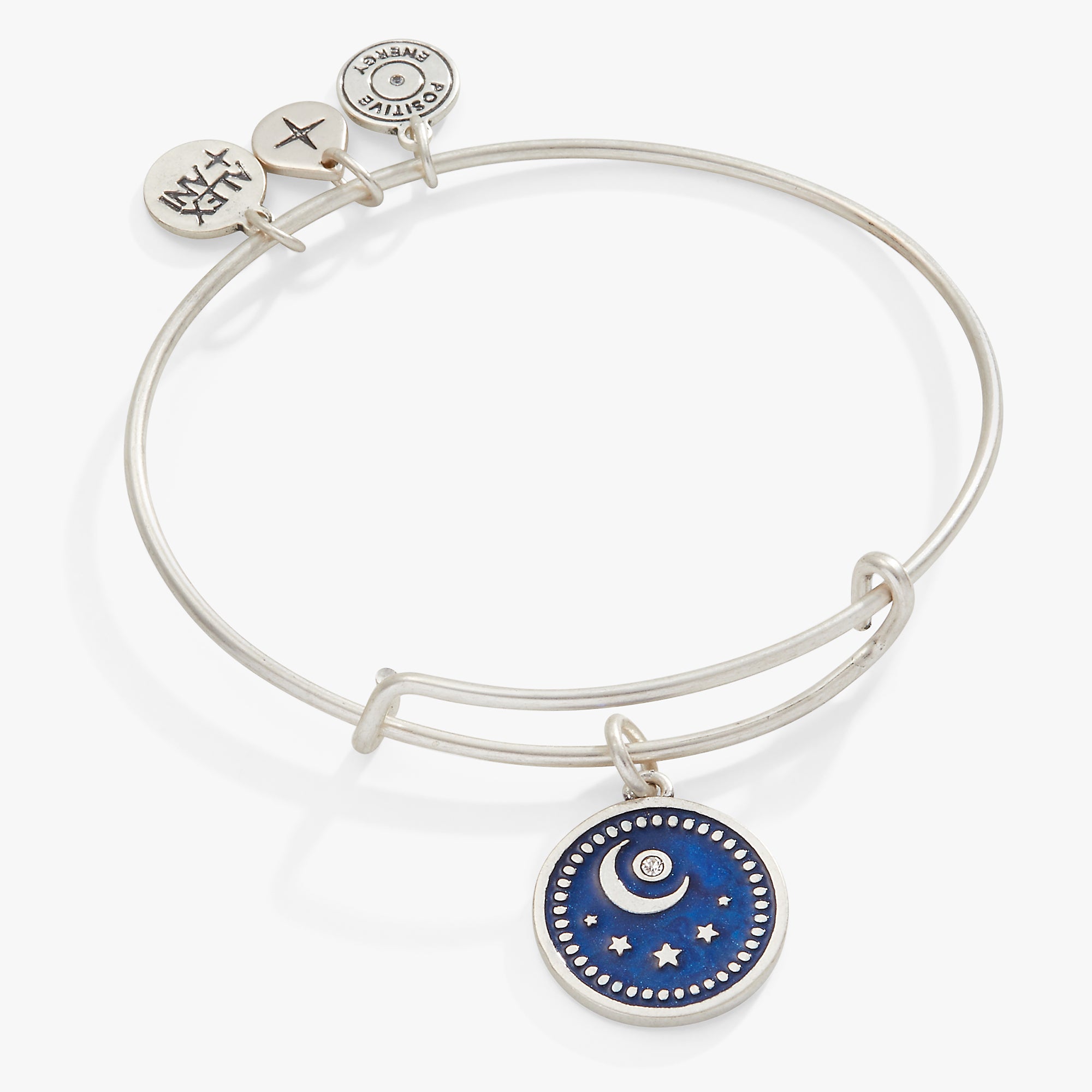 Crystal Moon Charm Bangle Bracelet for Women - Elegant Adjustable Silver Moonstone Jewelry for Boho Style & Spiritual Healing | Perfect for Yoga, Meditation & Gift Giving