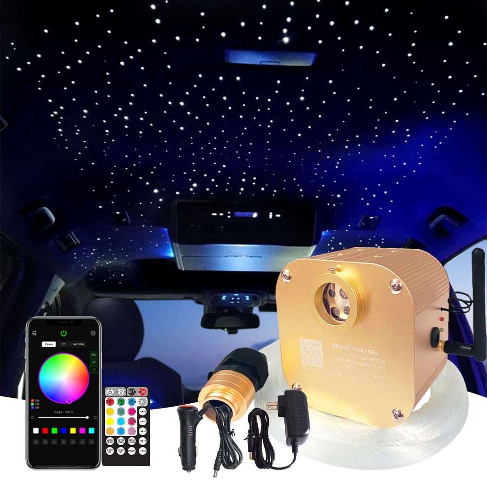 Starlight Headliner Kit - 360pcs Mixed Color Fiber Optic Lights (9.8ft/3m, 16W) with RGBW Sound Sensor | Music Sync & App Control | Perfect for Bedroom, Car Ceiling & Home Theater Decor