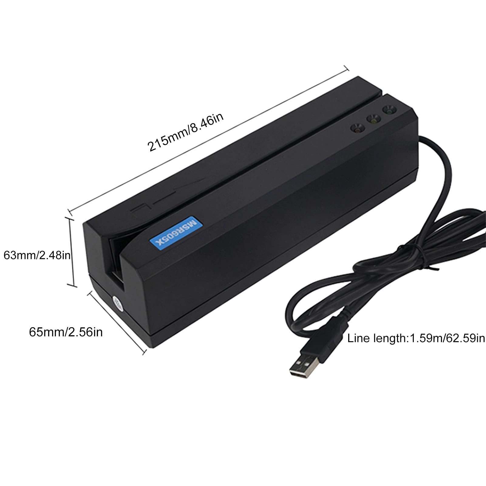 MSR605X USB Magnetic Card Reader Writer Swipe Encoder - 3 Tracks with 10 Blank Cards - Compatible with Windows & Mac OS (MSR206 MSR605) - Ideal for Hotel Key Cards, Membership Cards & Access Control Systems