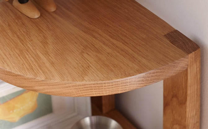Solid Oak Wood Corner Table Shelf - Rustic Farmhouse Style for Living Room, Bedroom & Office Storage & Decor