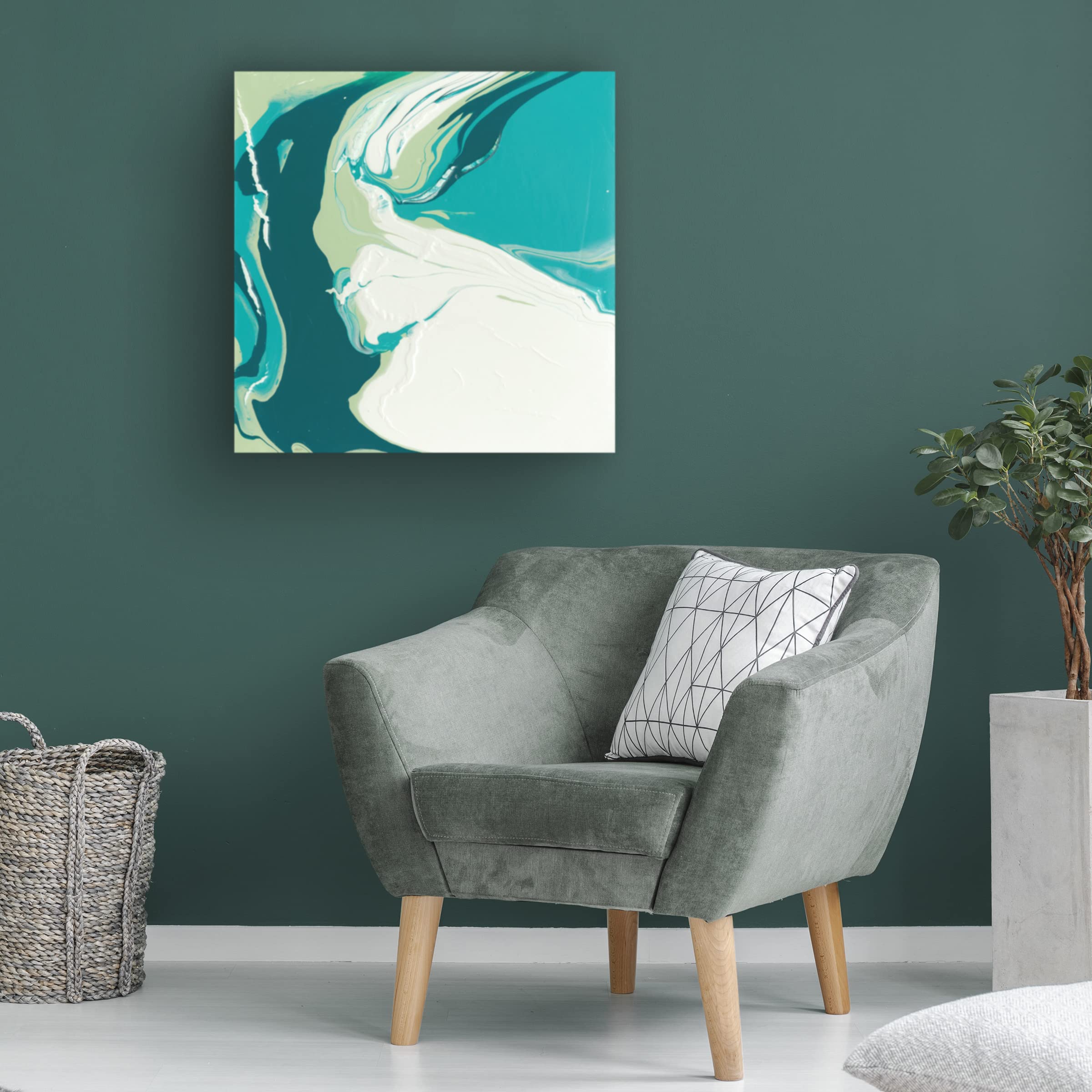 Trademark Fine Art 'Flowing Teal I' Abstract Canvas Painting by Studio W - Modern Wall Art for Living Room, Bedroom & Office Decor