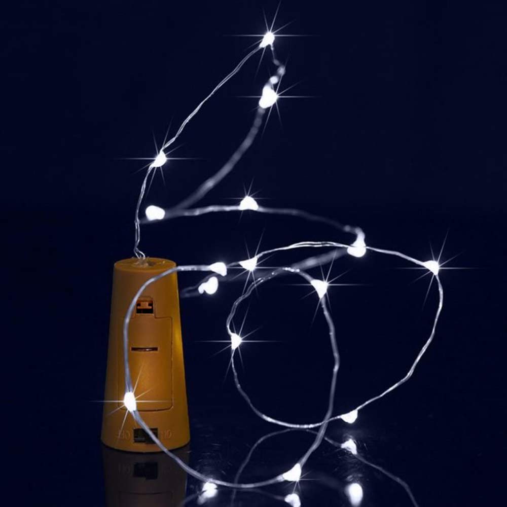 Unihoh 12 Pack Wine Bottle Fairy Lights with Cork - 2M 20 LEDs Battery Operated Copper Wire String Lights for DIY Party, Christmas, Wedding Decorations | Indoor & Outdoor Use - Cool White | Perfect for Holiday Centerpieces, Table Settings, and Romantic Ambiance
