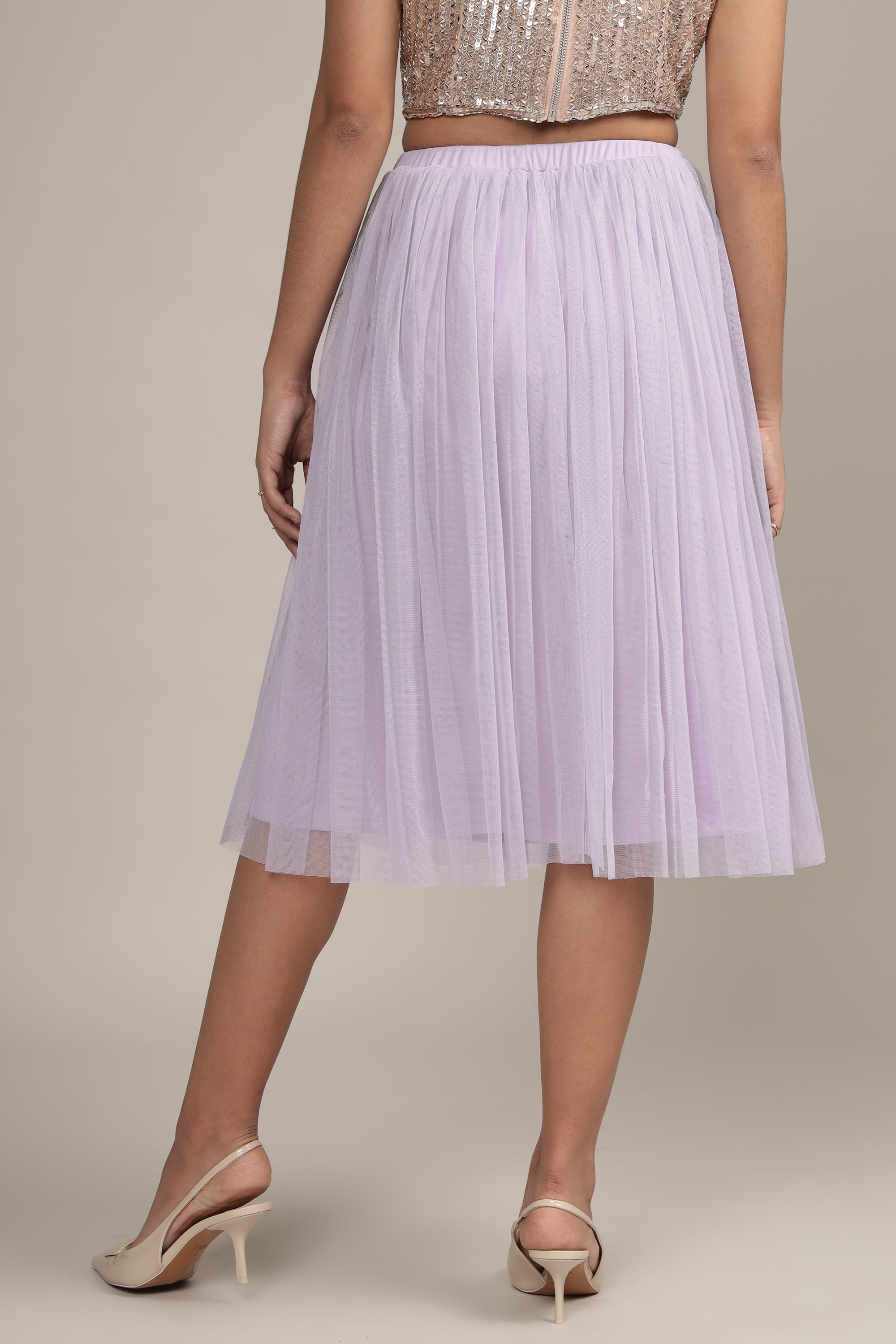 Elegant Merlin Lilac Tulle Midi Skirt for Women - Flowy A-Line Party Dress for Weddings, Prom & Special Occasions