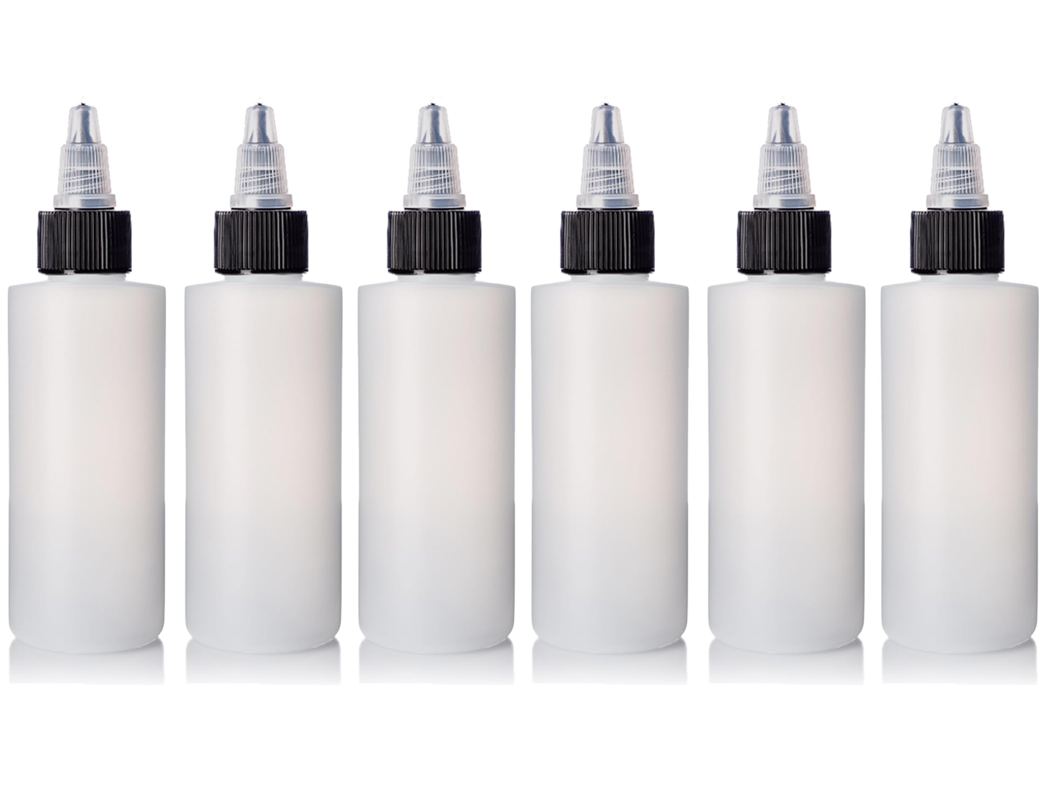 2 oz Plastic Bottles with Twist Top Caps - 6 Pack Squeezable Refillable Containers for Travel | BPA-Free TSA Approved | Perfect for Condiments, Hair Color, Shampoo, Lotion & DIY Projects | Made in USA