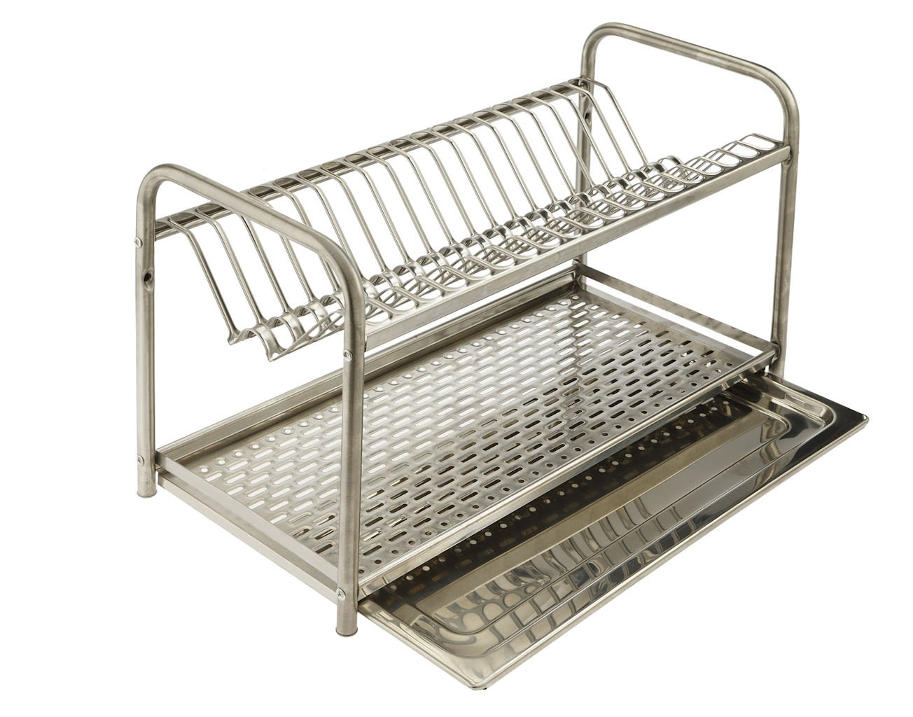 ELLETIPI Bridge i813 CB Stainless Steel Plate Rack - 71cm Free Standing or Wall Mounted for Kitchen Organization & Dish Storage