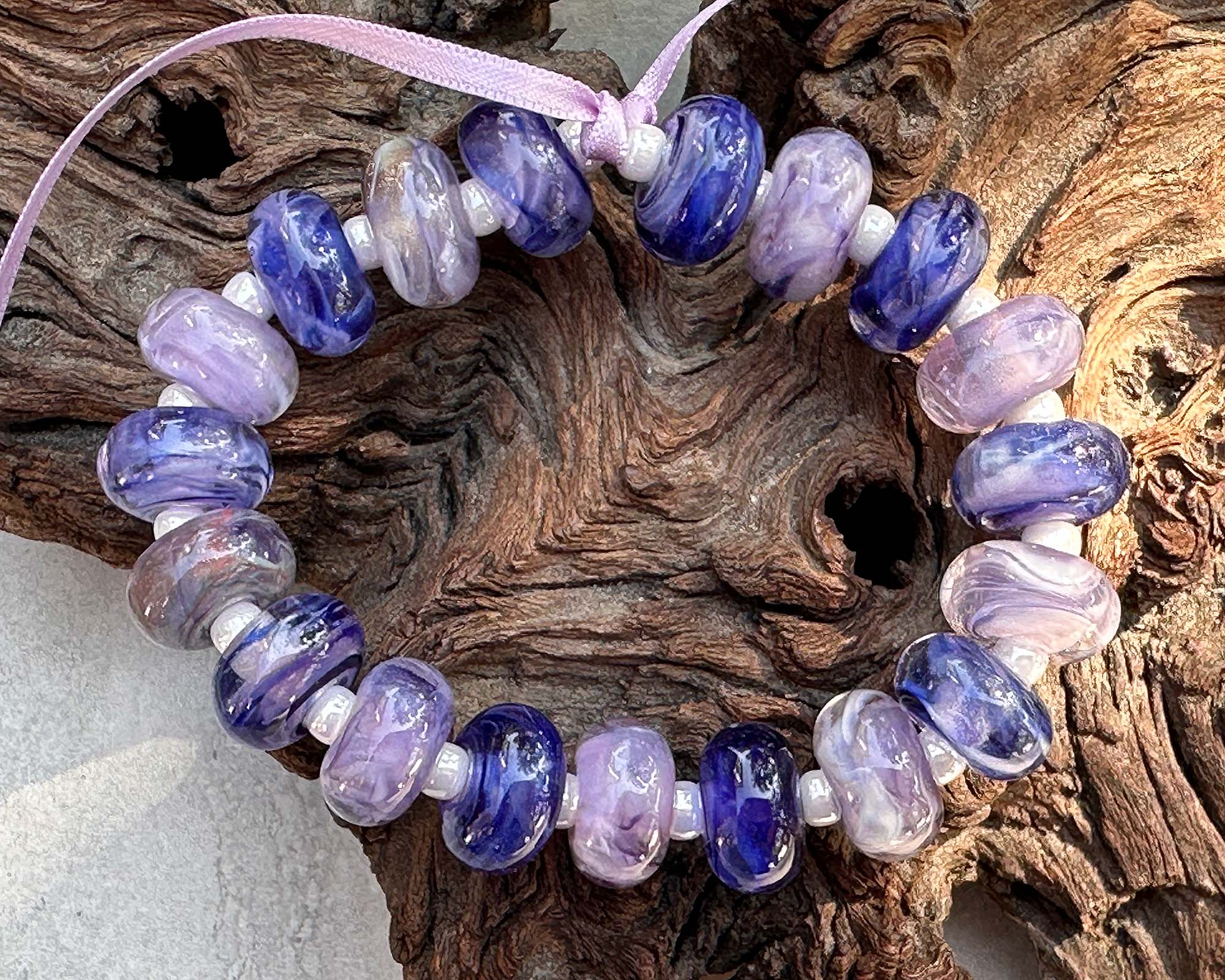 19pcs Lavender Blue Shimmer Lampwork Glass Beads Set for Jewelry Making - DIY Bracelets, Necklaces, Earrings Craft Supplies - Perfect for Boho, Wedding & Gift Accessories