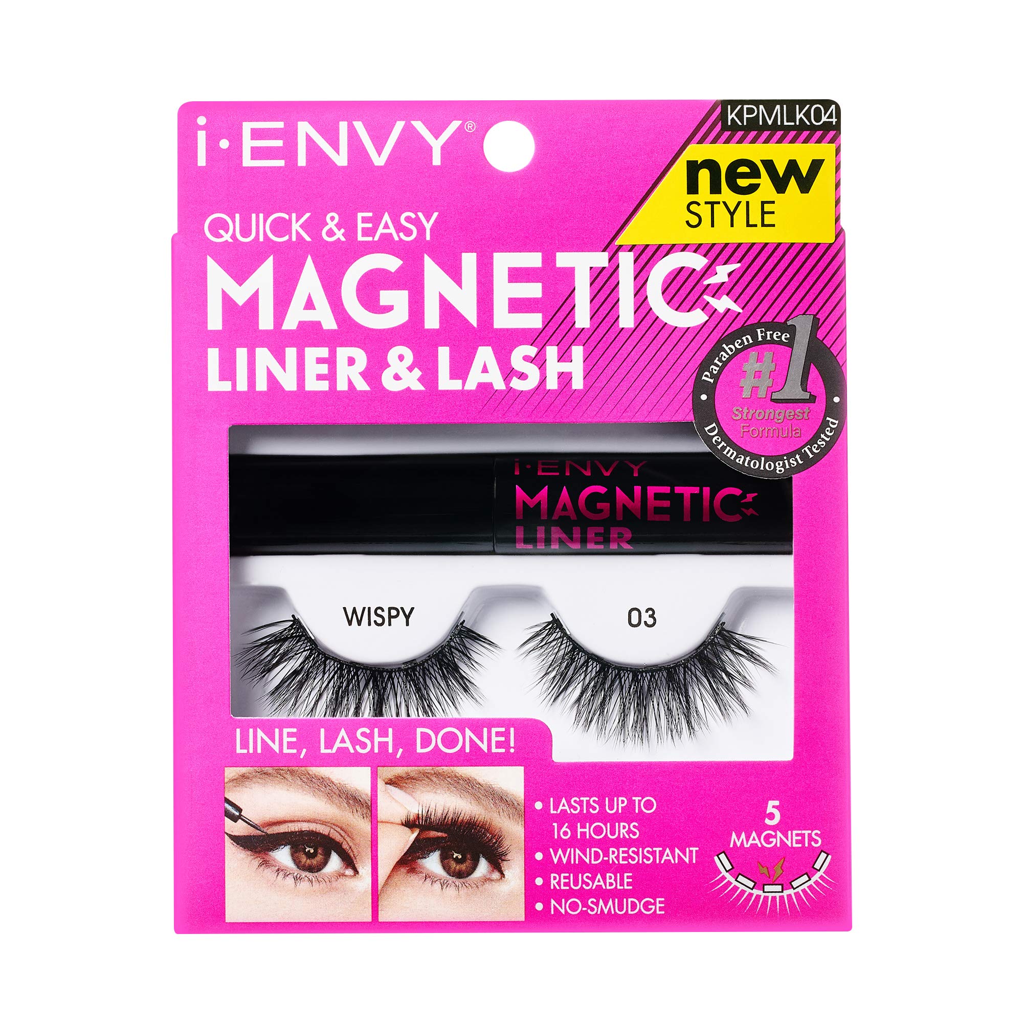KISS i Envy Magnetic Eyeliner & False Lashes Kit 04 - Easy to Apply Magnetic Eyeliner with Reusable Lashes for Dramatic Eye Makeup | Perfect for Parties, Weddings & Special Occasions
