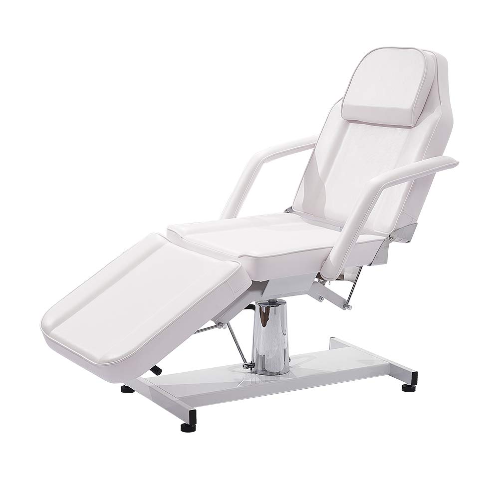 Panana Hydraulic Massage Table - Professional Adjustable Tattoo SPA Salon Bed with Chrome Base for Massage Therapy, Beauty Care & Tattoo Sessions (White) | Perfect for Spa Centers, Tattoo Studios & Home Relaxation
