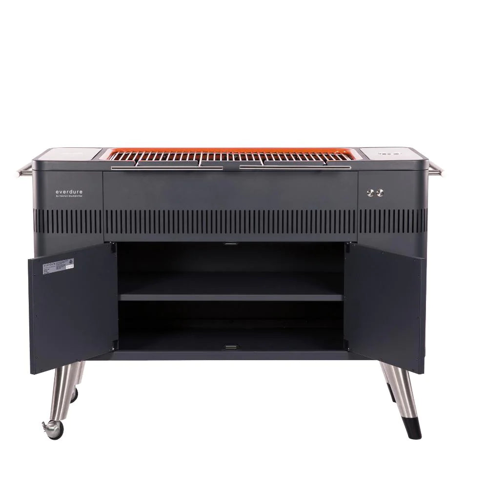 Everdure By Heston Blumenthal HUB 54-Inch Charcoal Grill with Rotisserie & Electronic Ignition - Premium Outdoor BBQ Grill for Backyard, Patio, and Camping Cooking - Model HBCE2BUS