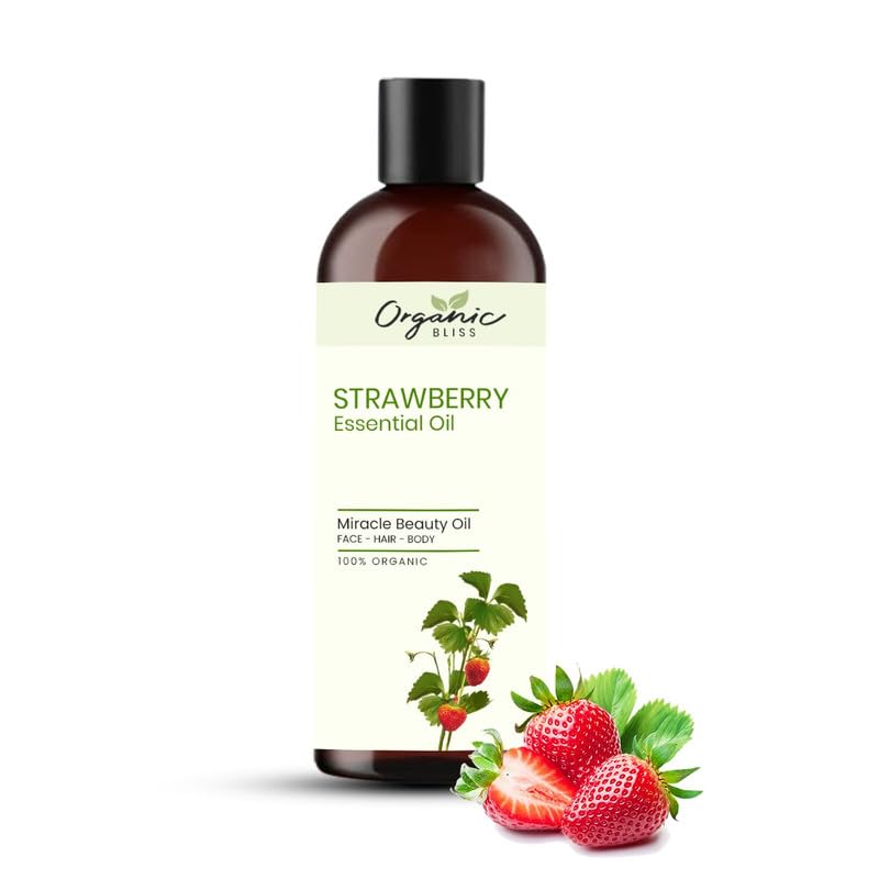 Organic Bliss 100% Pure Strawberry Essential Oil - Therapeutic Grade for Hair & Skin Care, Stress Relief, Anxiety & Aromatherapy (50ml) - Perfect for Diffusers, Massage & DIY Beauty Products