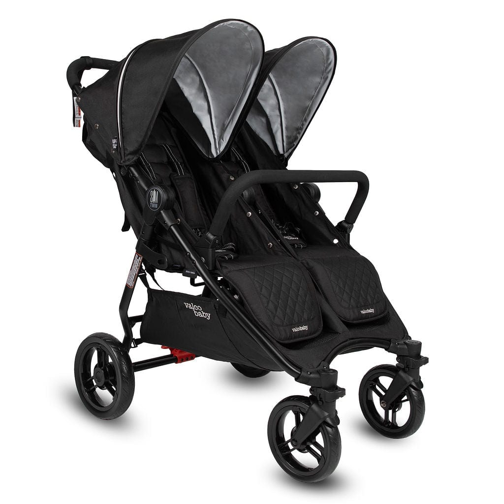 Valco Baby Slim Twin Double Stroller 2024 - Lightweight Compact Side by Side Stroller for Twins, Licorice Black | Perfect for City Walks, Shopping & Travel with Two Kids