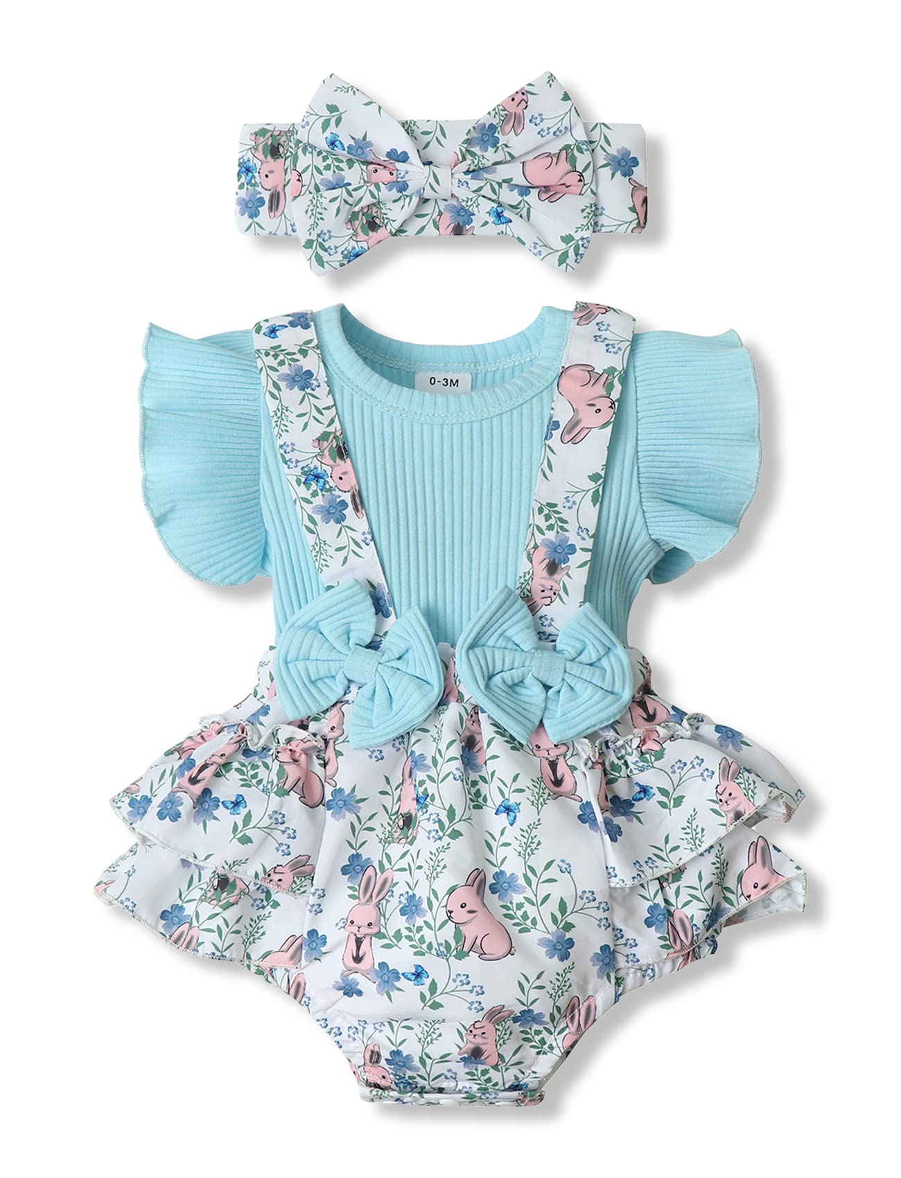 Newborn Baby Girl Summer Romper Onesie - Ruffle Sleeve Bodysuit Jumpsuit with Headband | Cute Infant Outfits for Photoshoots, Parties & Daily Wear