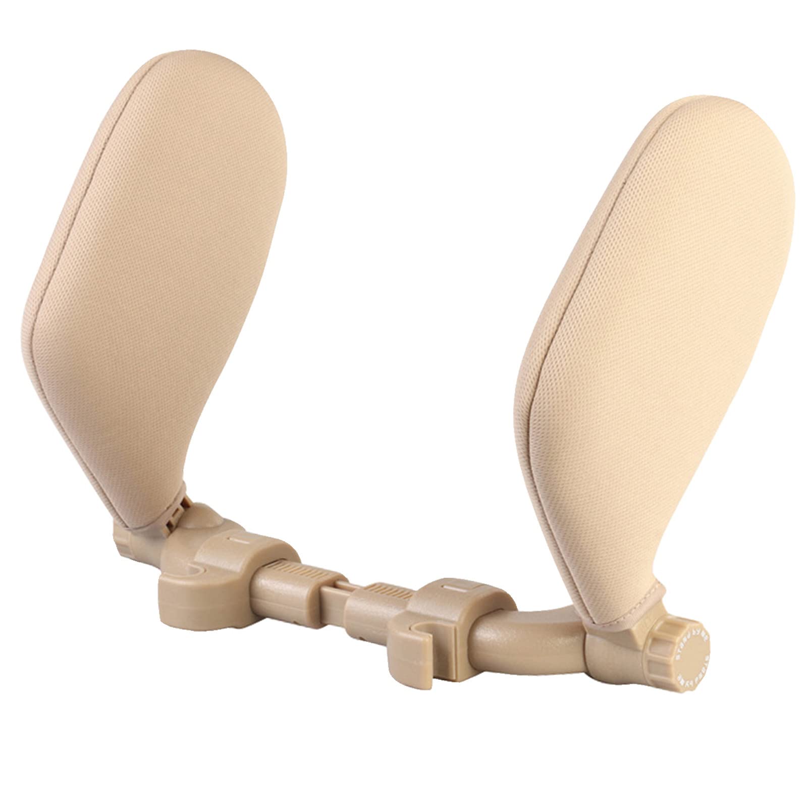 Adjustable U-Shaped Car Headrest Pillow for Kids & Adults - 180° Neck Support Cushion, Beige Cloth - Perfect for Long Road Trips & Comfortable Car Sleep
