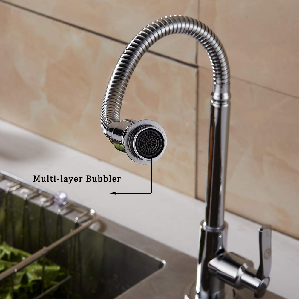 360° Rotating Single Lever Kitchen Faucet with Swivel Spout - Cold Water Sink Tap for Modern Kitchens - Perfect for Washing Dishes, Filling Pots & Cleaning Vegetables