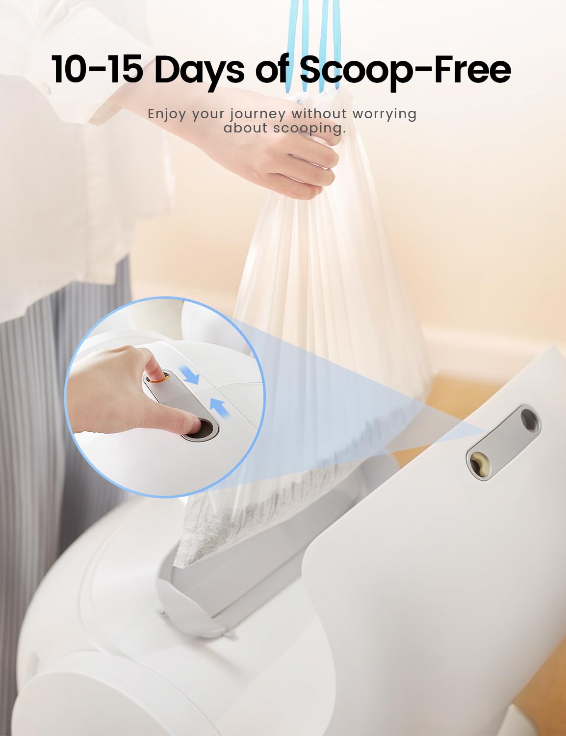 Self Cleaning Cat Litter Box - Automatic, Ultra-Safe with APP Control, Low Entry & Large Capacity (65L) - Includes 3 Rolls Liners & Mat in Gray - Perfect for Multi-Cat Homes & Busy Pet Owners