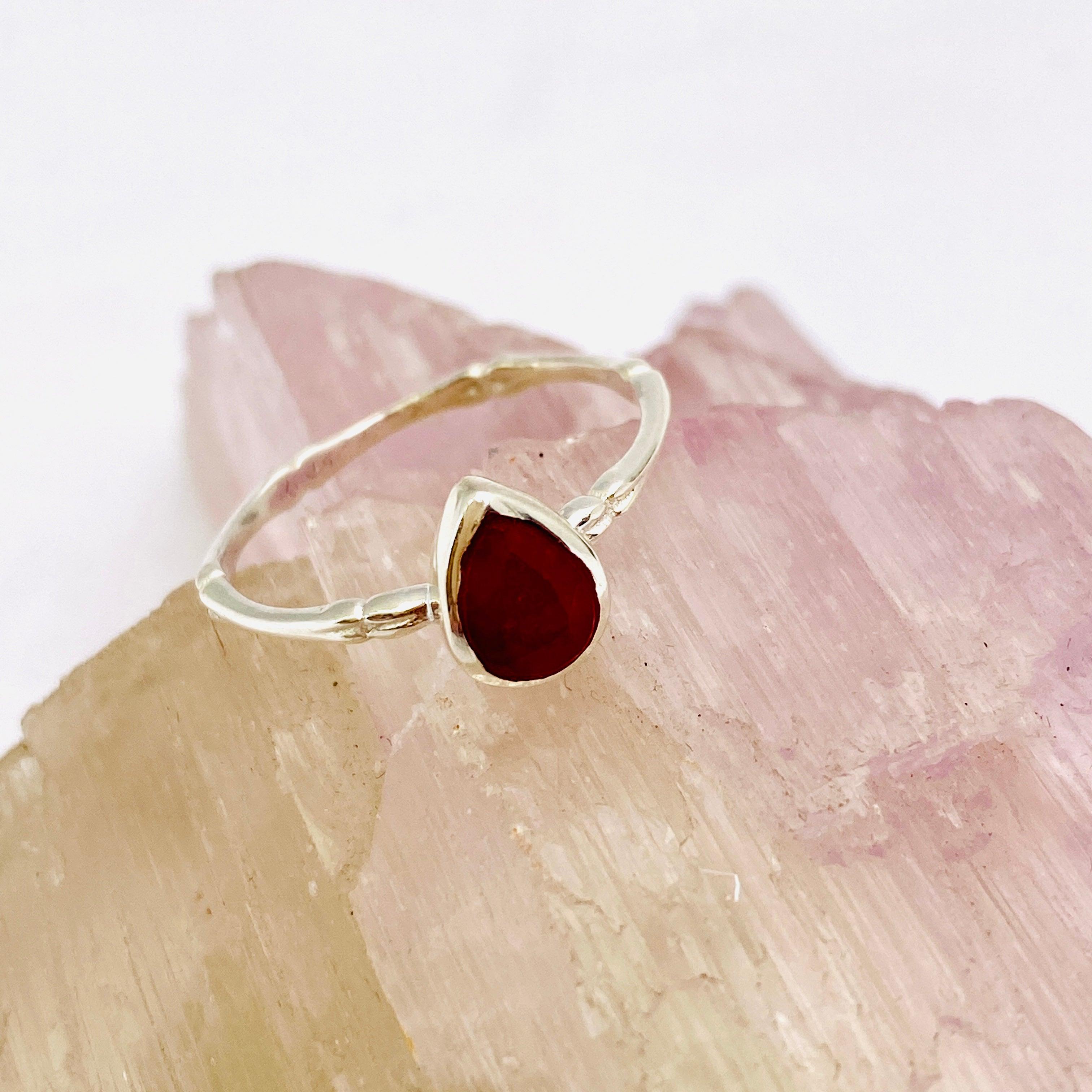 Faceted Ruby Teardrop Ring - 14K Gold Fine Band R3691 RU | Elegant Jewelry for Weddings, Parties & Special Occasions