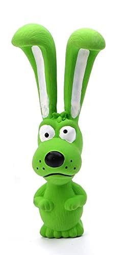 Eco-Friendly Squeaky Plastic Rabbit Dog Toy for Small & Medium Dogs - Green Chew-Resistant Puppy Toy for Indoor & Outdoor Playtime