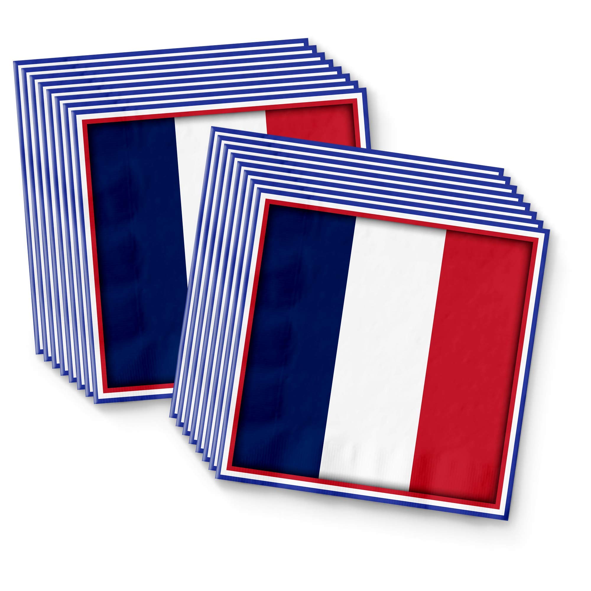 French Flag Themed Birthday Party Supplies Set - 16-Piece Tableware Kit with Plates, Napkins & Cups for Patriotic Celebrations & National Day Events