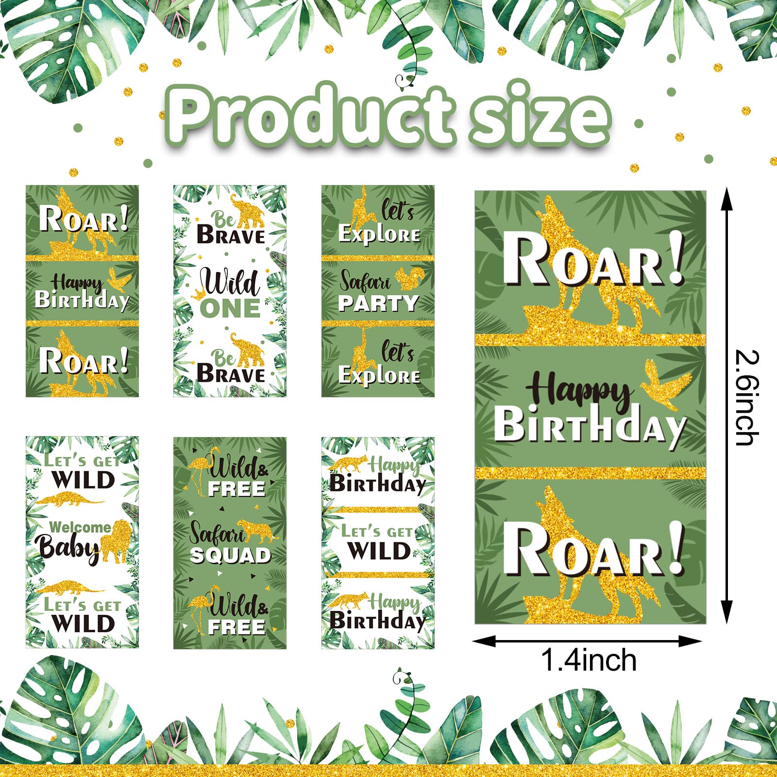 90-Piece Jungle Animal Candy Wrappers - Safari Baby Shower & Wild One Birthday Party Favors - Waterproof Stickers for Candy Bars, Cupcakes & Treat Bags - Perfect for Baby Showers, Safari Themed Parties & Kids Birthday Decorations