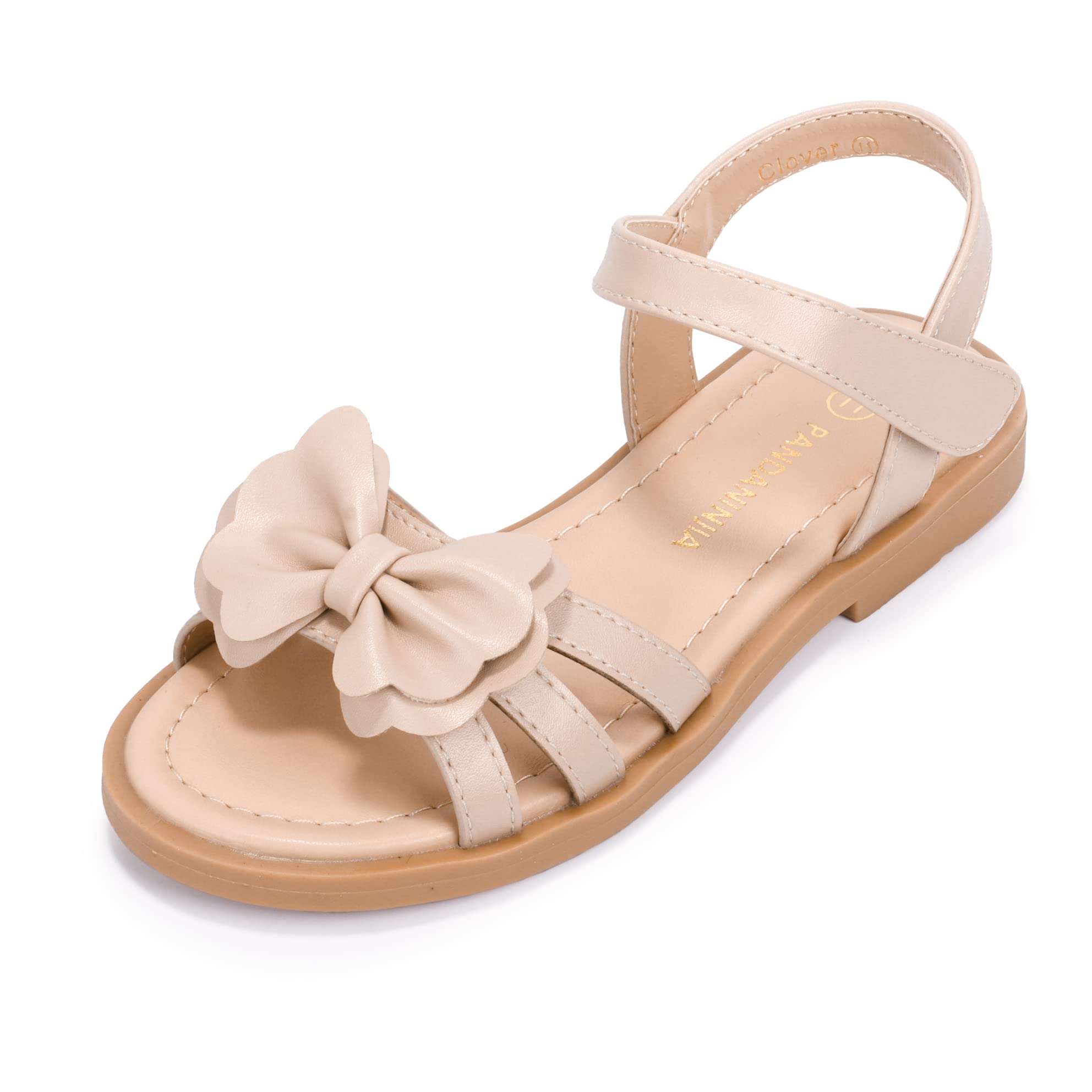 PANDANINJIA Girls Sandals - Cute Bow Open Toe Princess Flats, Sparkly Summer Dress Shoes for Toddler, Little Kid & Big Kid | Perfect for Weddings, Parties & Special Occasions