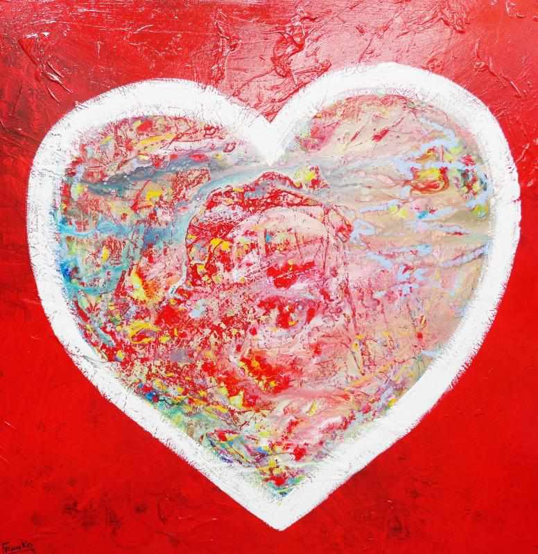 120cm x 120cm Love Heart Pop Art Canvas Painting - Modern Home Decor for Living Room, Bedroom & Office Wall Art