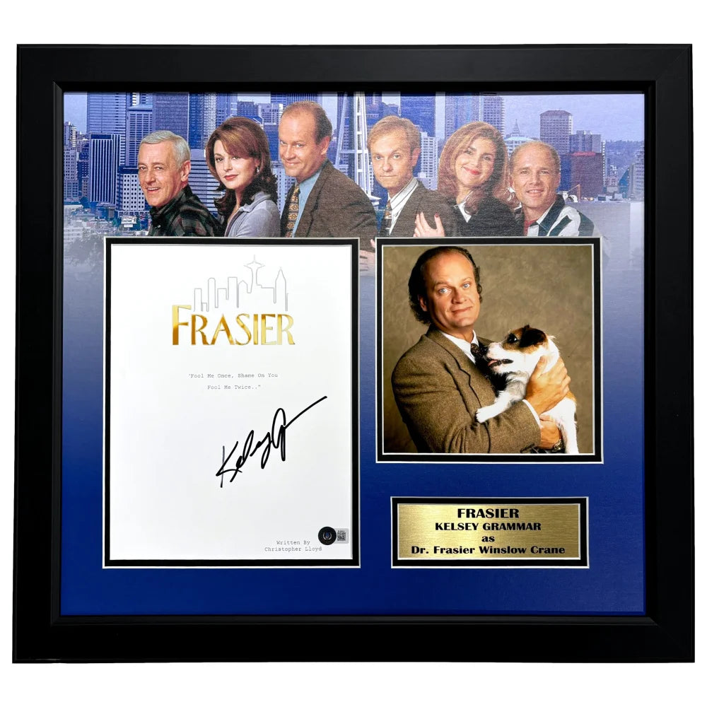 Kelsey Grammer Autographed Frasier Script Framed Collage with BAS COA - Signed Memorabilia for TV Show Fans & Collectors - Perfect for Home Theater, Office Decor, or Gift Giving
