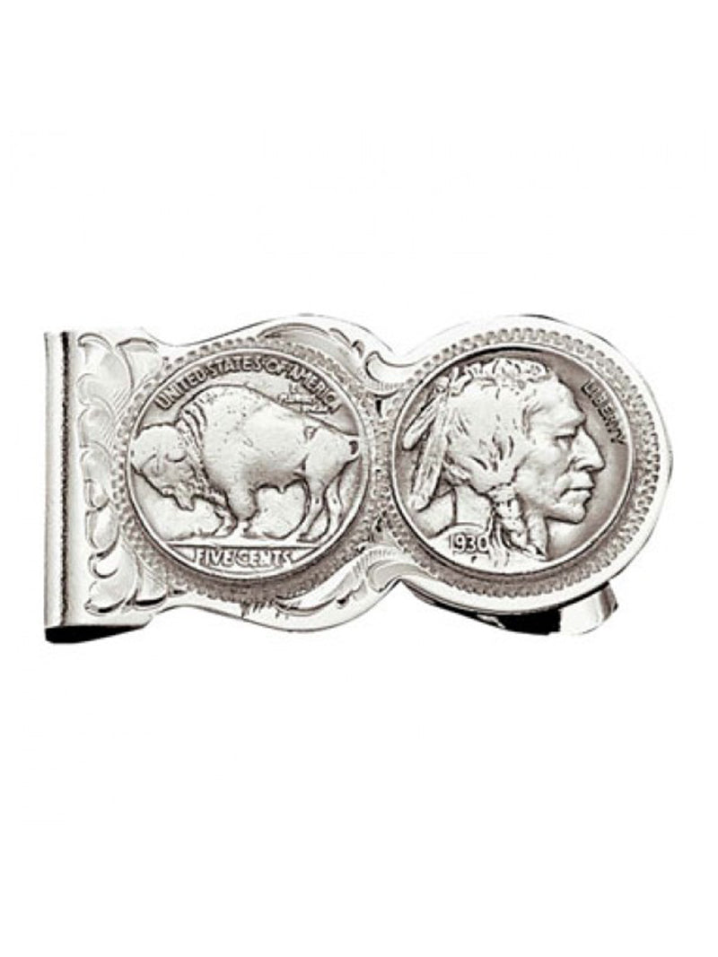 Montana Silversmiths MCL50 Buffalo Indian Nickel Scalloped Money Clip - Premium Metal Cash Holder for Bills & Credit Cards - Perfect for Gifts, Weddings, and Everyday Carry